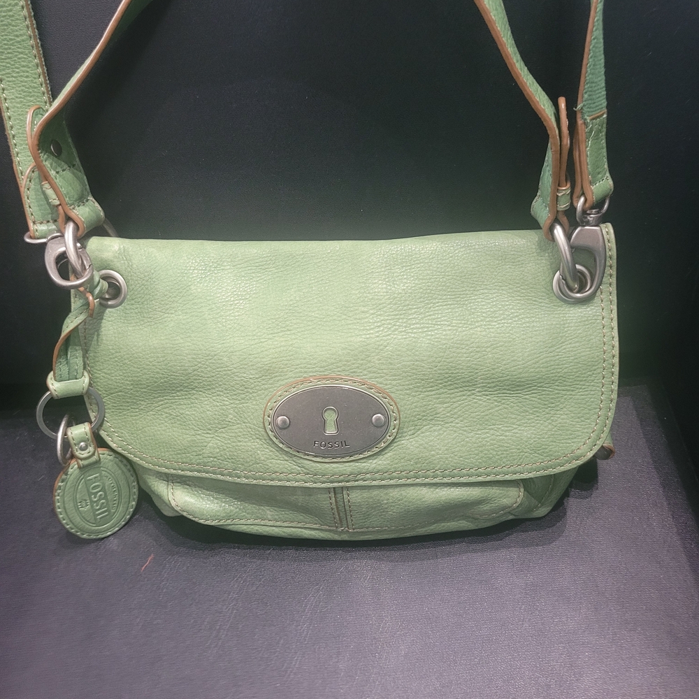 Fossil Green Leather Crossbody Bag
